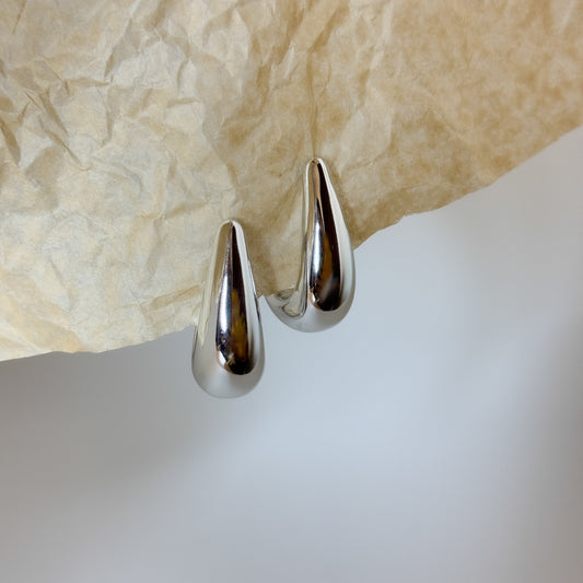 Elegant polished silver teardrop earrings, lightweight design