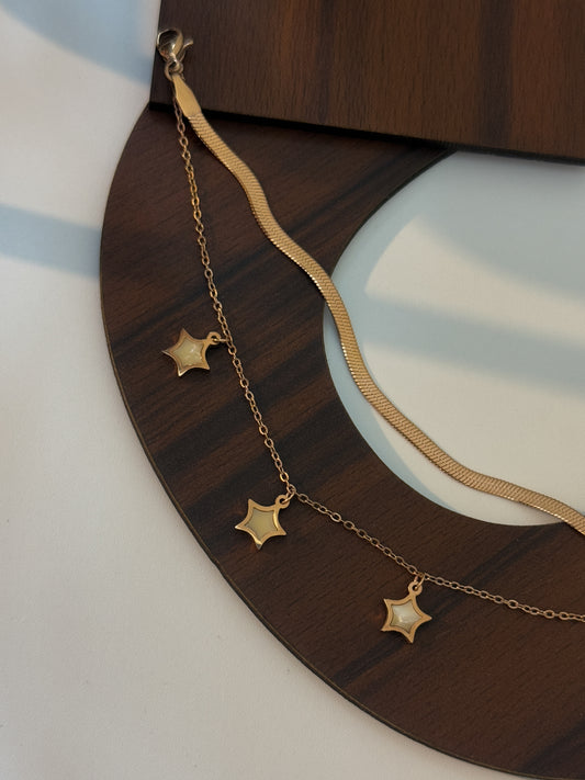 Dainty rose gold double layered bracelet with adjustable clasp