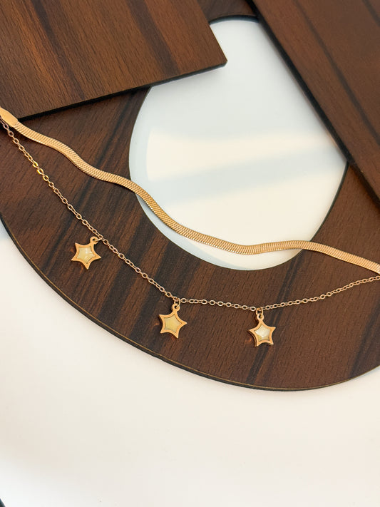 Dainty rose gold double layered bracelet with adjustable clasp