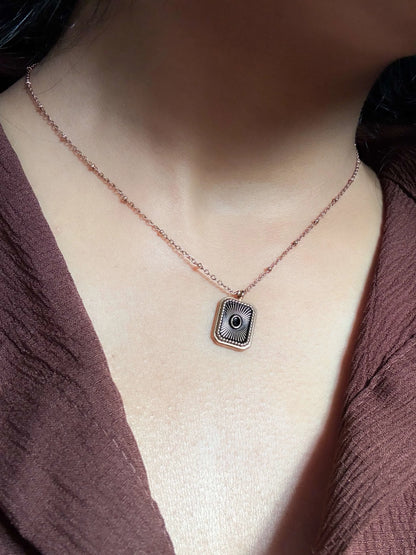 Anti Tarnish Necklace with a square pendant worn by a person | Minukki